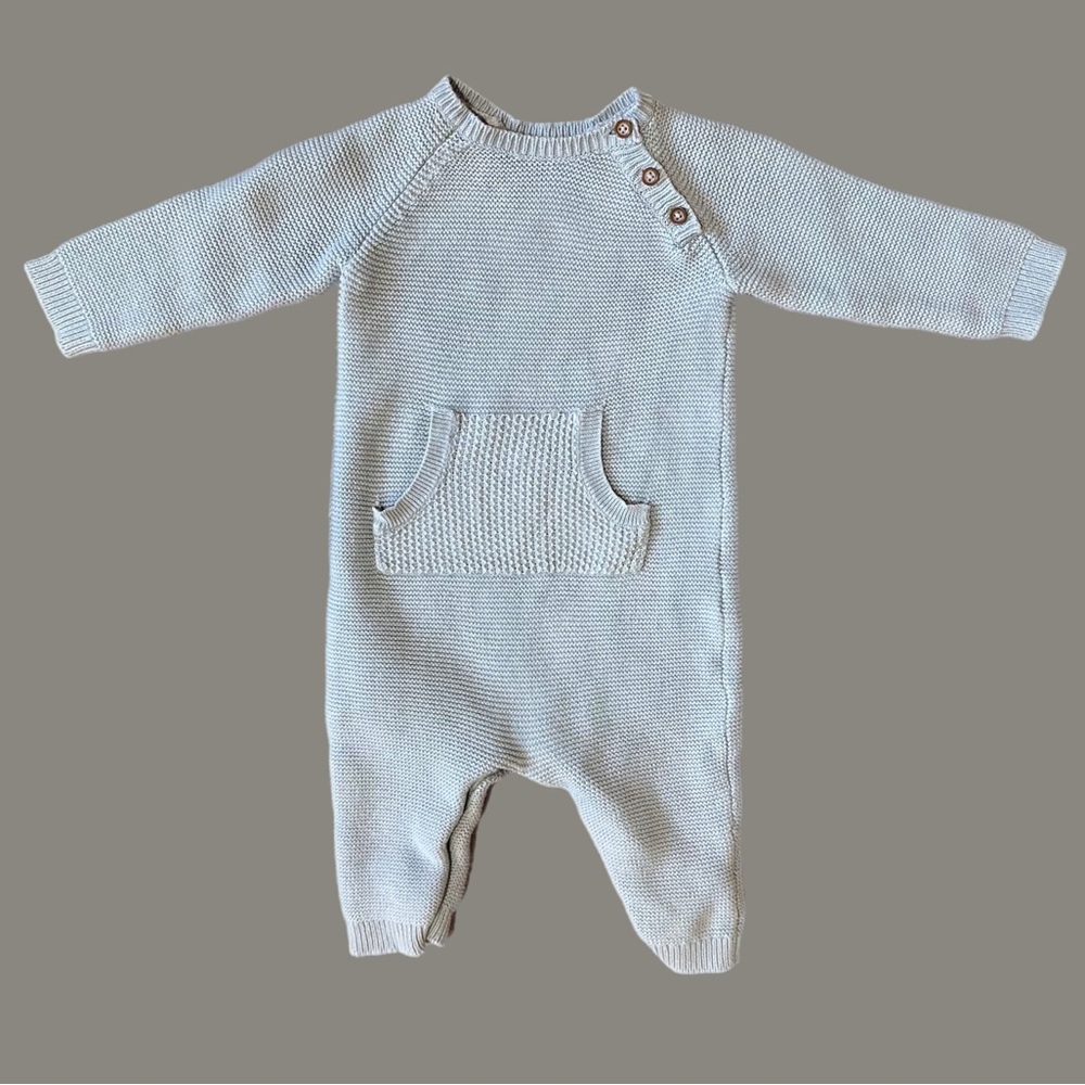 Carter’s Cozy Knit Baby Romper with Front Pocket - Size 6M